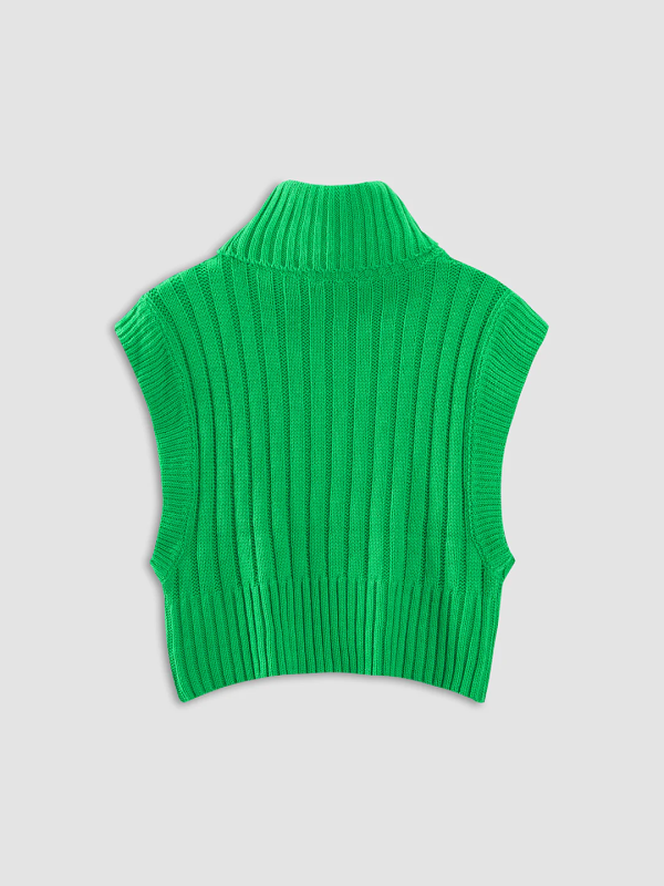 AVA CABLE KNIT TURTLENECK VEST GREEEN Cheap - Image 2